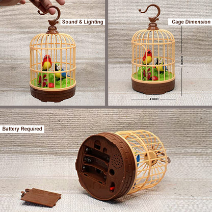 Beautiful Small Bird Cage for Home Decoration and Toys for Kids, Battery Required, Sound and Lighting