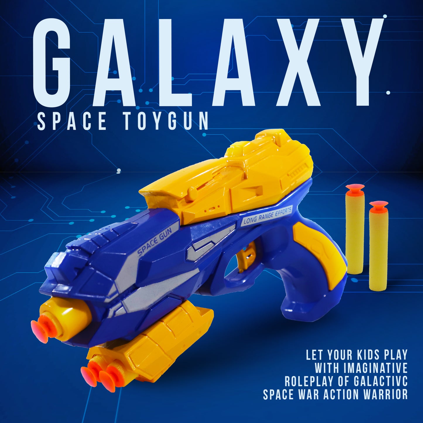 Space Gun Toy Weapon With 5 Soft Foam Stick Dart | Blue