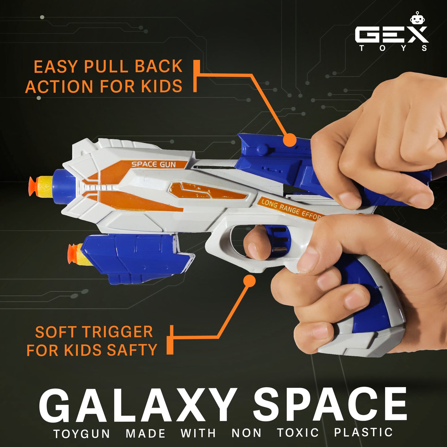 Space Gun Toy Weapon With 5 Soft Foam Stick Dart | White