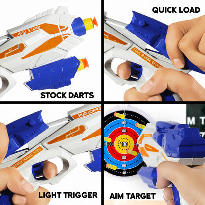 Space Gun Toy Weapon With 5 Soft Foam Stick Dart | White