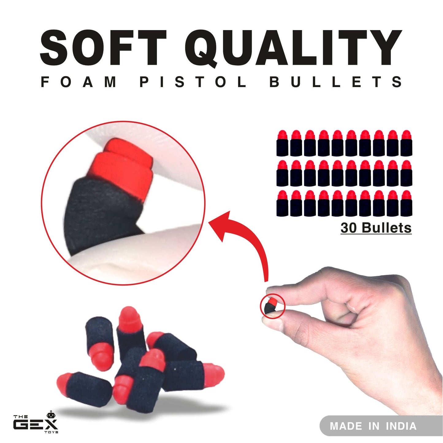 Rubber Foam Soft Bullets Eva Small Darts For Plastic Toy Gun (30 Bullet)