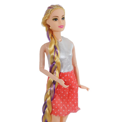 Barbie Doll With Cute Look | Movable Hand & Legs | Multiple Color (Pink Dress) (Pack of 1)